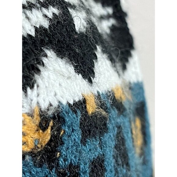 Wrangler Animal Print Sweater S Blue Crop Fuzzy Western Boho  Retro Southwest - Picture 8 of 10